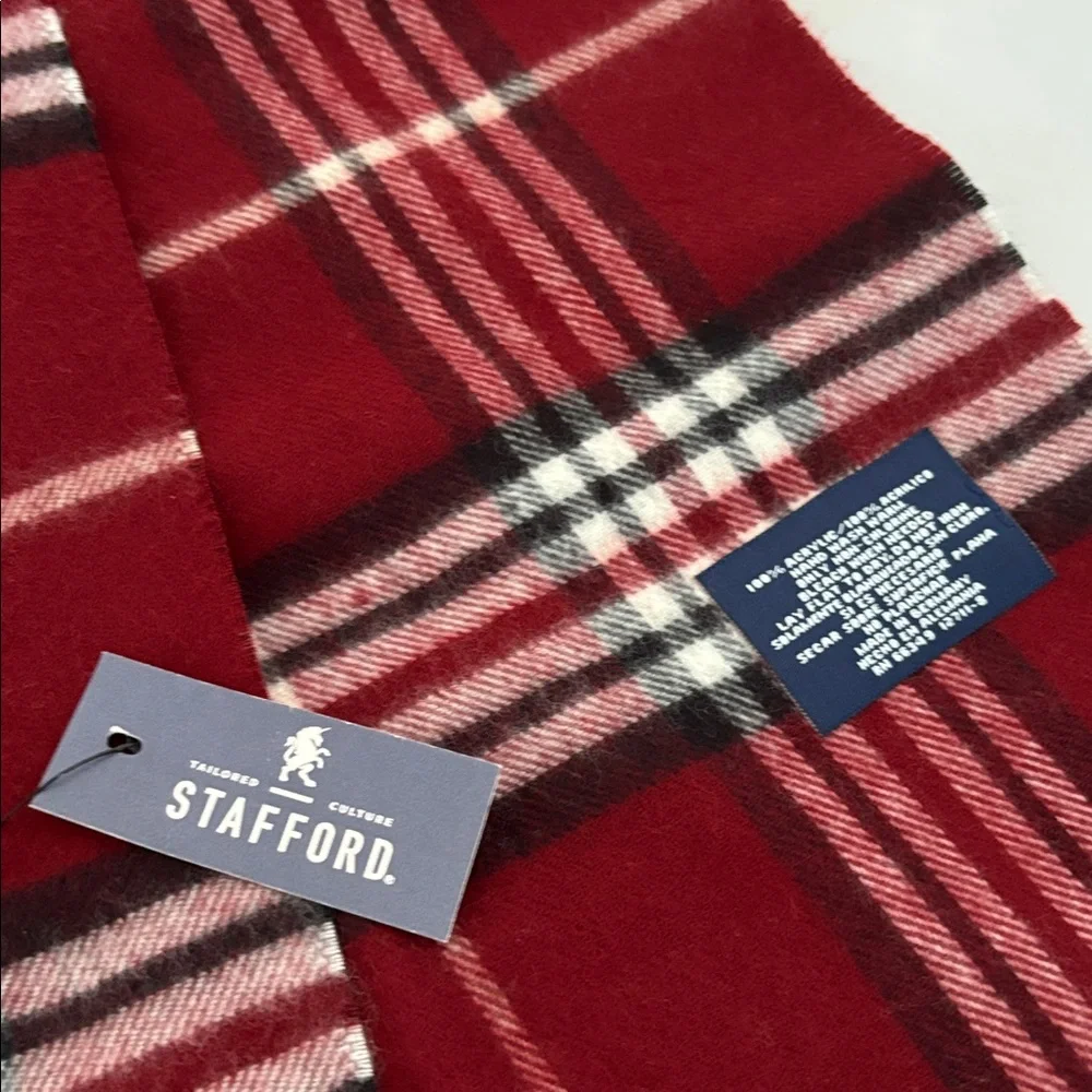 Stafford Red Plaid Fringed Men's Scarf